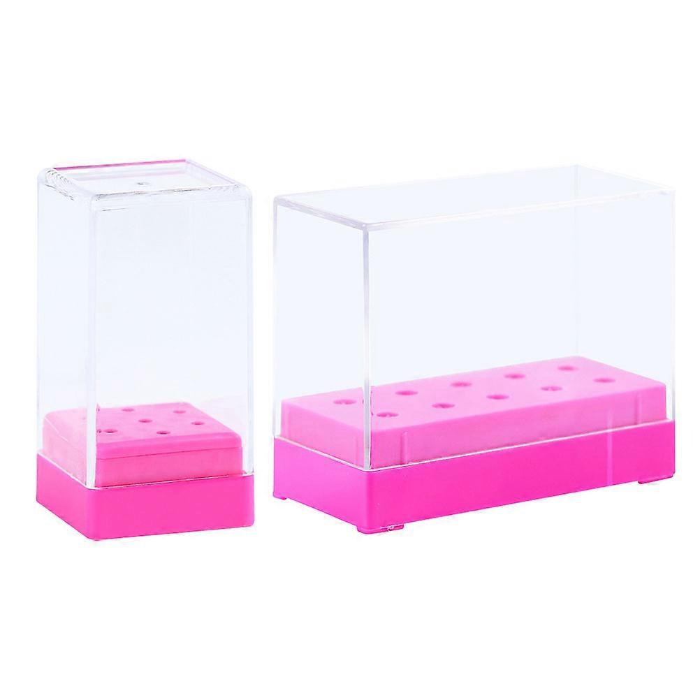 Nail Bit Holder Box Manicure Drill Bits Storage for Reserving 2Pcs in Rosy