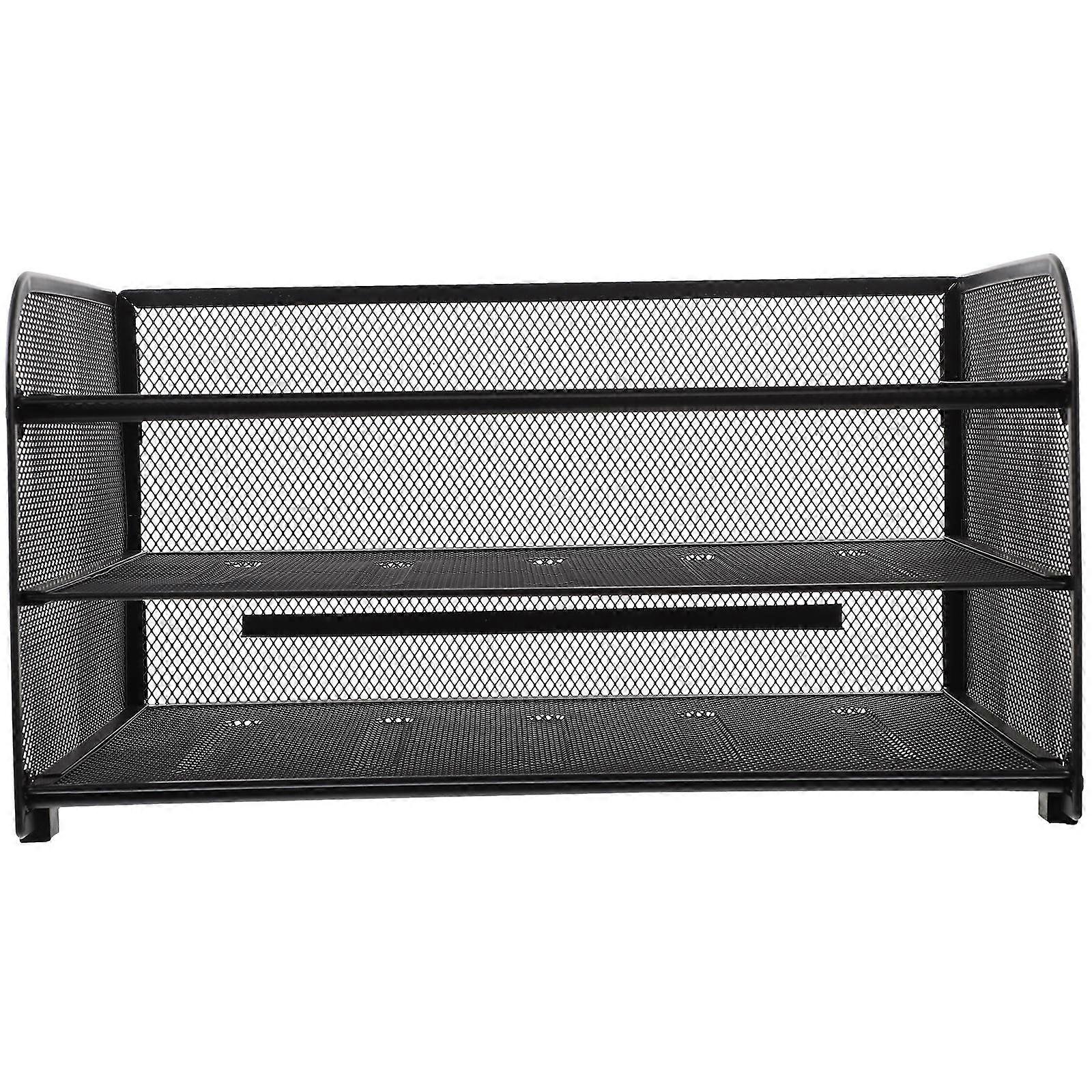 Three-Layer Metal Desk File Organizer Tray for Document Organizing