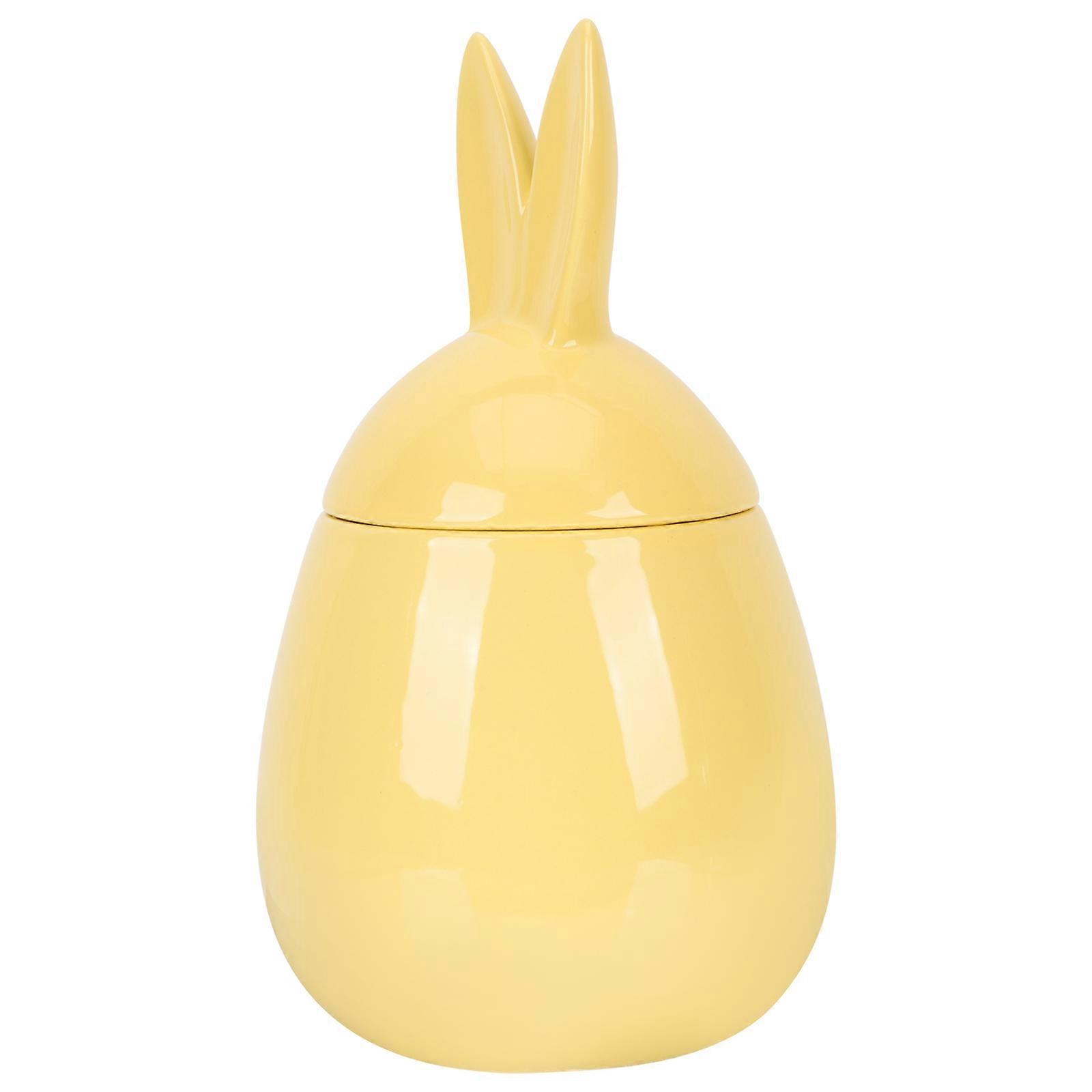 Yellow Ceramic Rabbit Storage Jar for Storage Use Ceramic Tea Jar