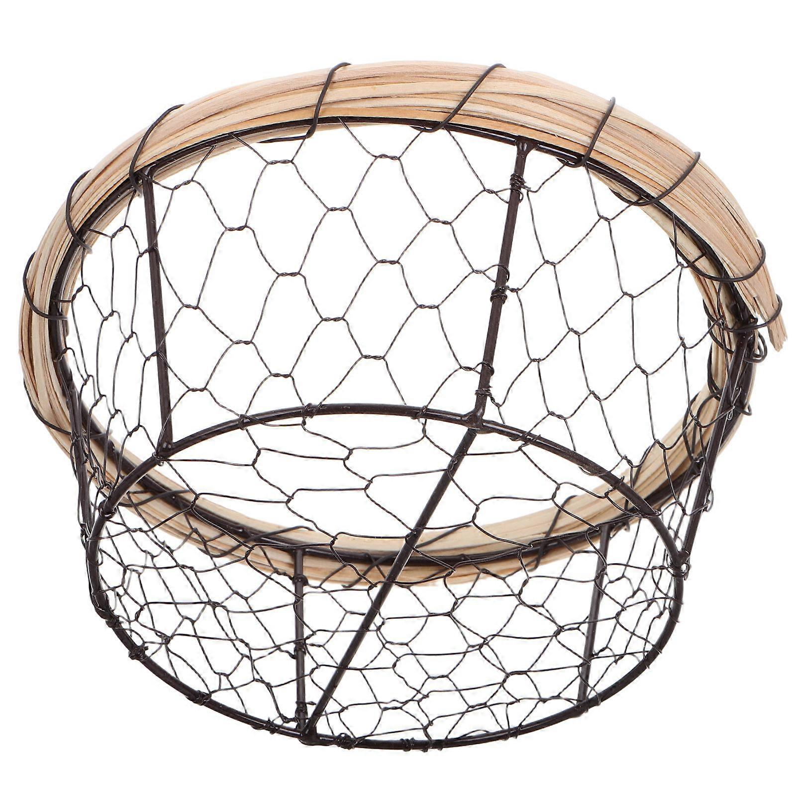 Black Iron Wire Bread Basket for Kitchen Storage Organizer Rustic