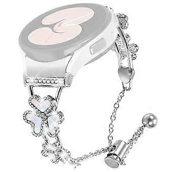 Bracelet en métal avec connecteur à dégagement rapide pour montre Samsung Galaxy Watch7 44 mm/40 mm, motif cœur et trèfle