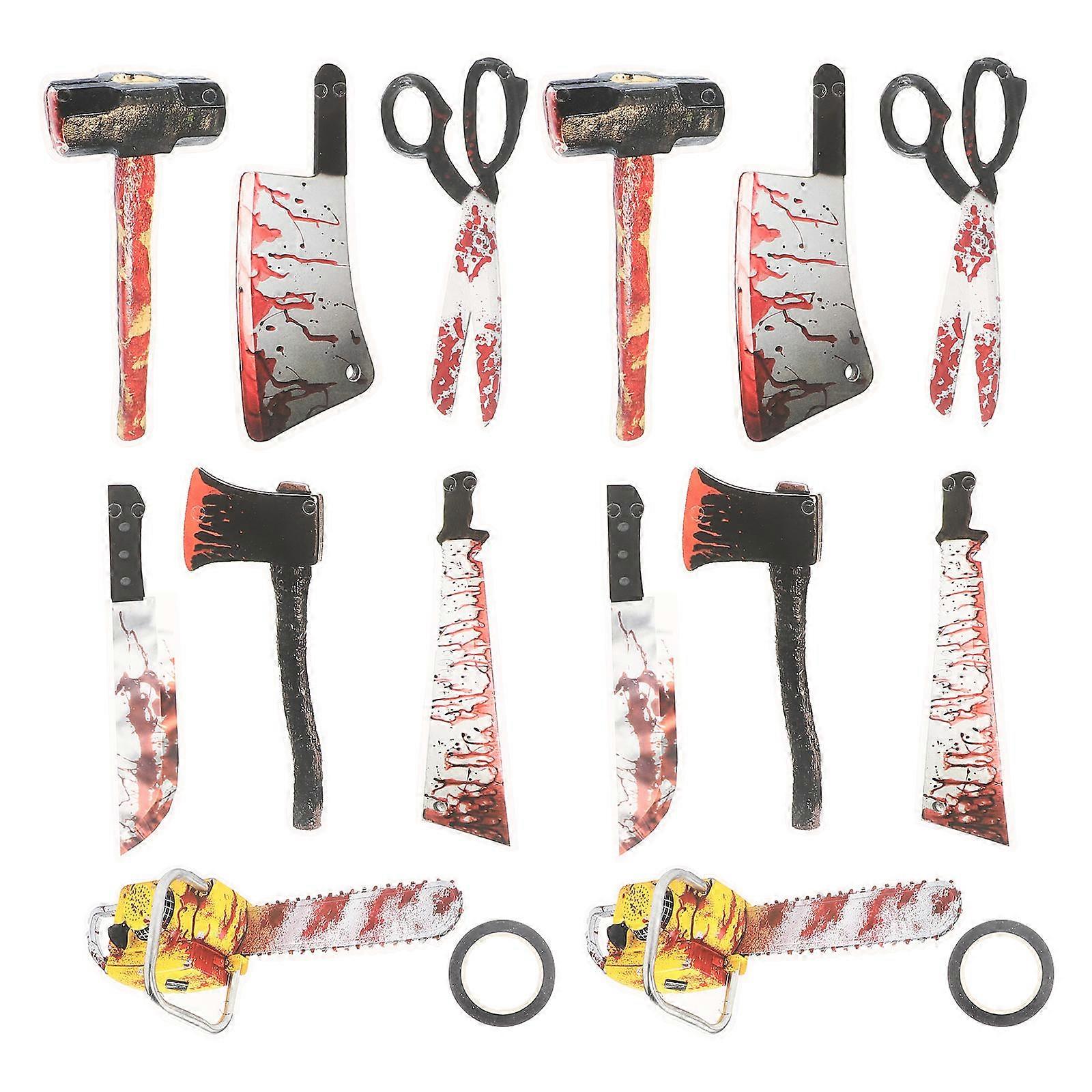 Halloween Hanging Flags Paper Flags with Bloody Tools Design 6Sets