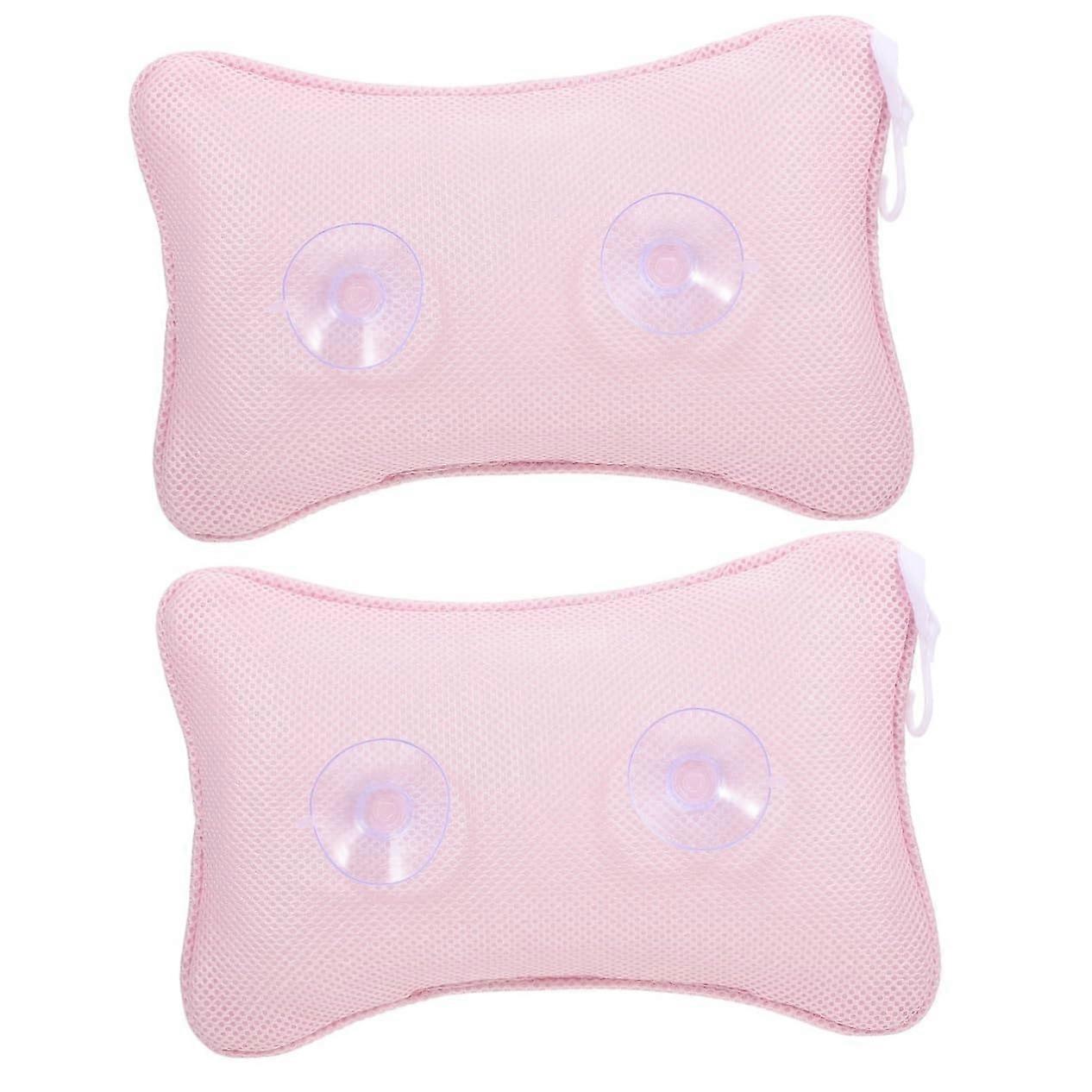 Bath Pillow and Bathtub Headrest Set, Breathable Mesh with Suction Cups, Inflatable Neck and Back Support
