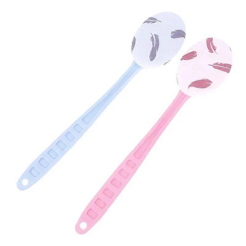 Long Handle Bath Brush with Soft Exfoliating Sponge for Shower Back Scrubber Pink Handle