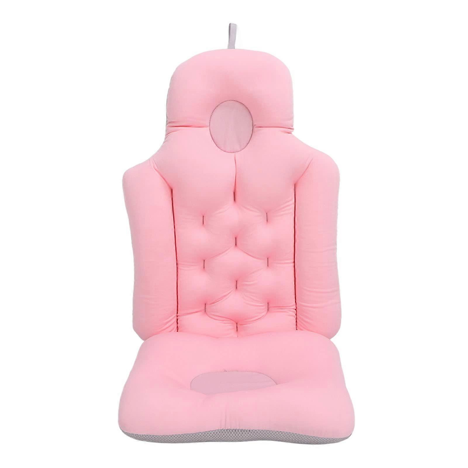 Ergonomic Bath Pillow with Soft Breathable Surface for Back and Neck Support, Pink Spa Headrest