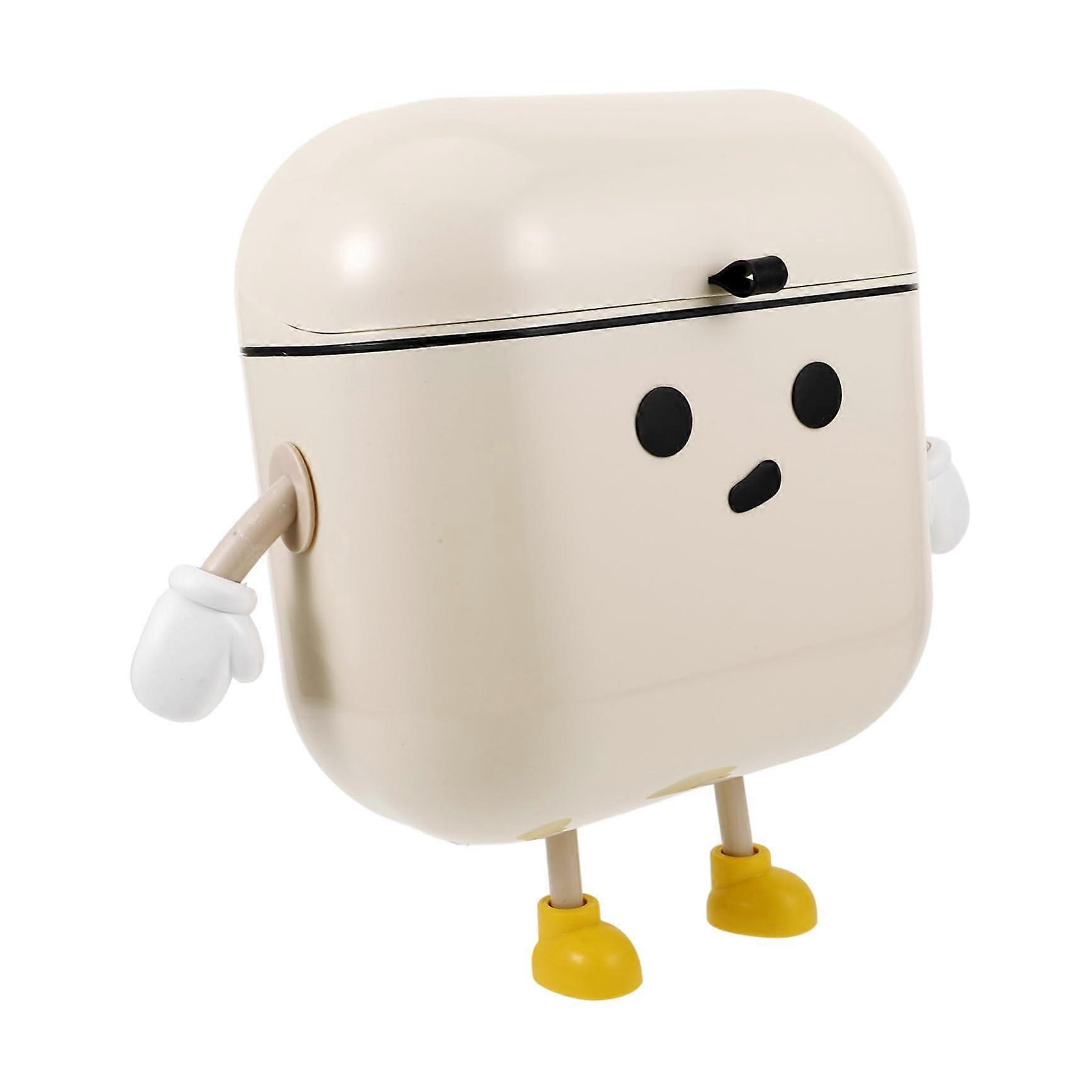 Wall Mounted Trash Can with Lid Cartoon Pattern Hanging Garbage Bin for Kitchen Bathroom Space Saving