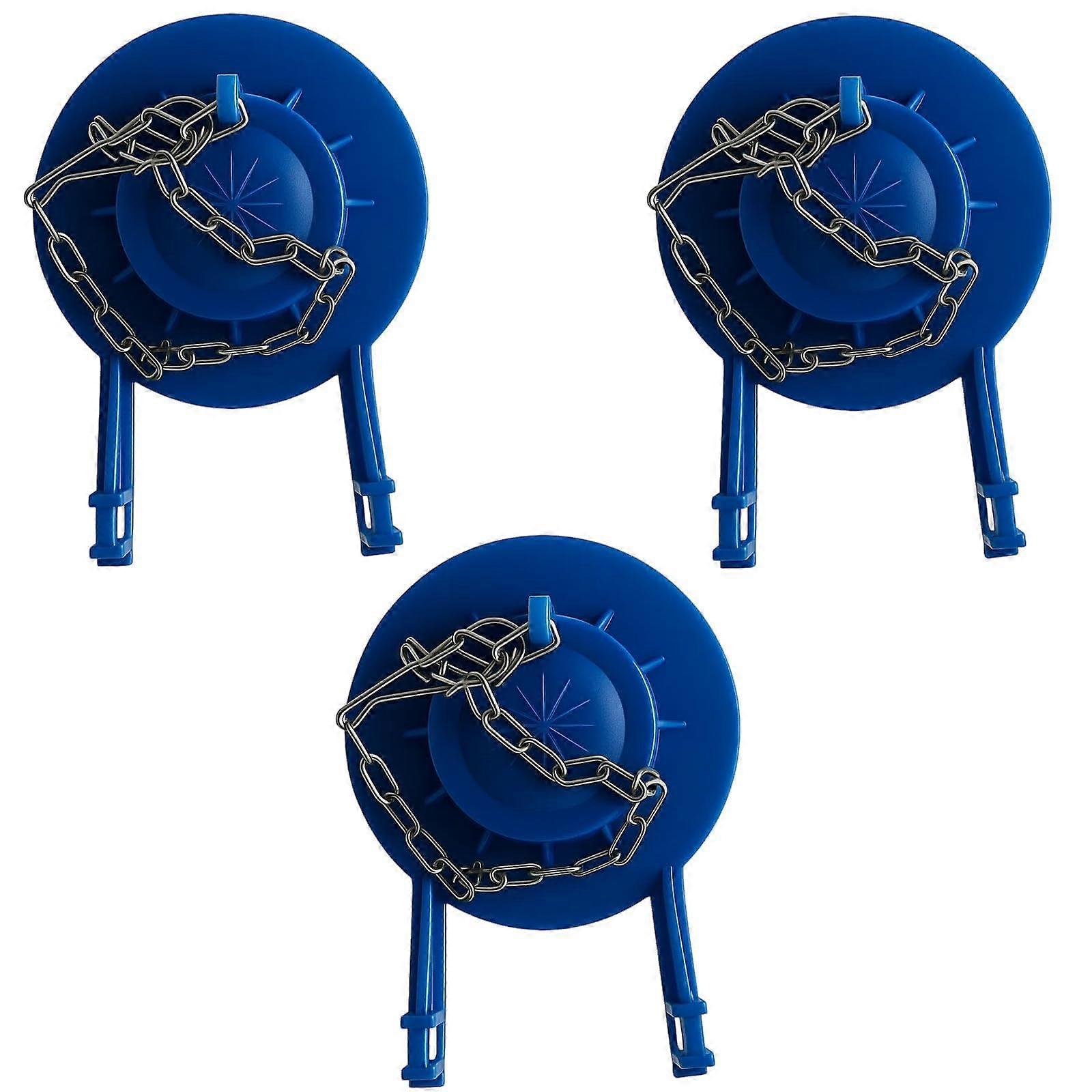 Universal Toilet Flapper Replacement 3 Pack Blue Durable Rubber Leak Prevention Quiet Flush