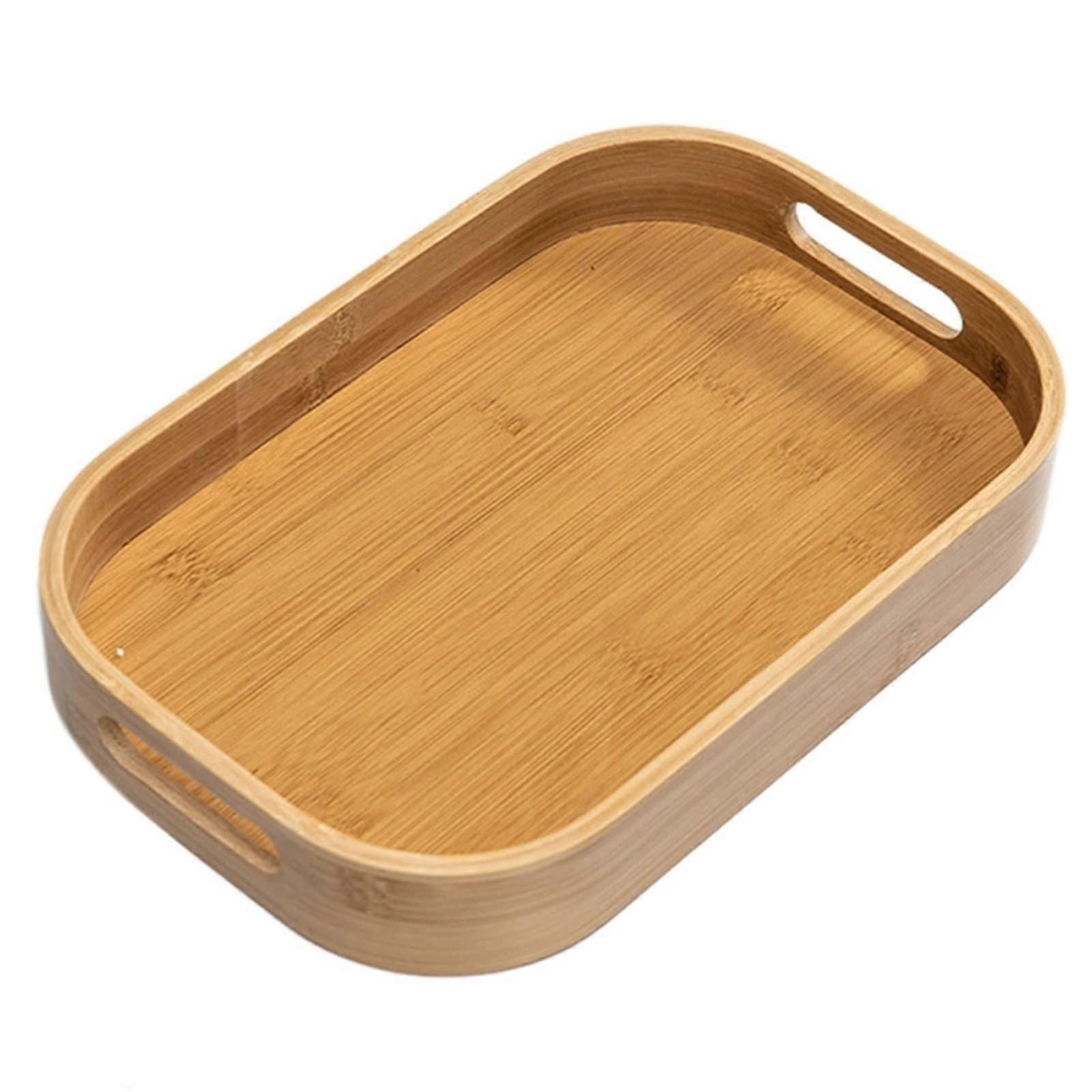 Large Bamboo Serving Tray  EcoFriendly Rectangular Wooden Platter for Tea, Snacks, Steak, Fruit
