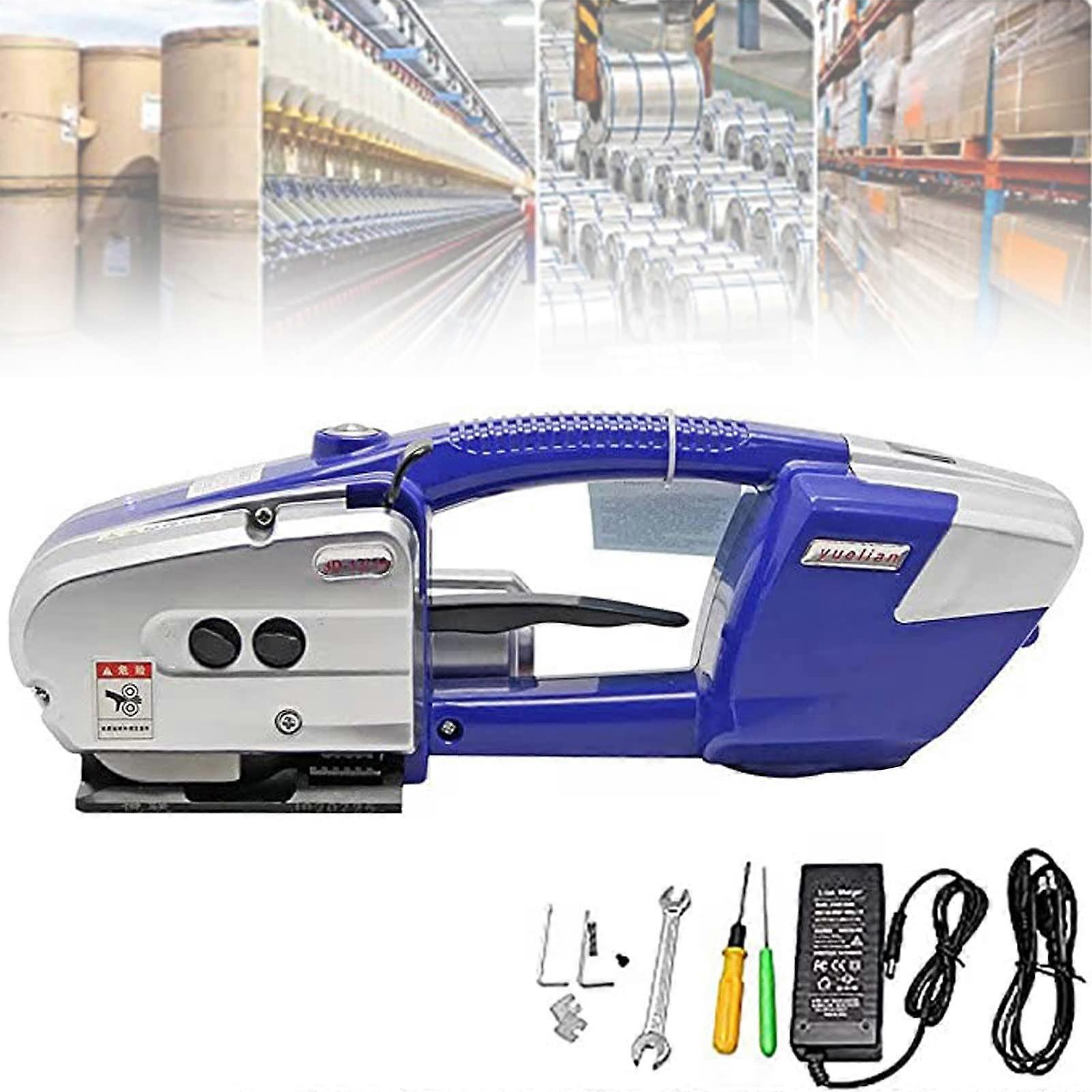 Light Blue Electric Strapping Machine 1316mm Handheld Tool Automatic Tension Weld Cut for PET PP