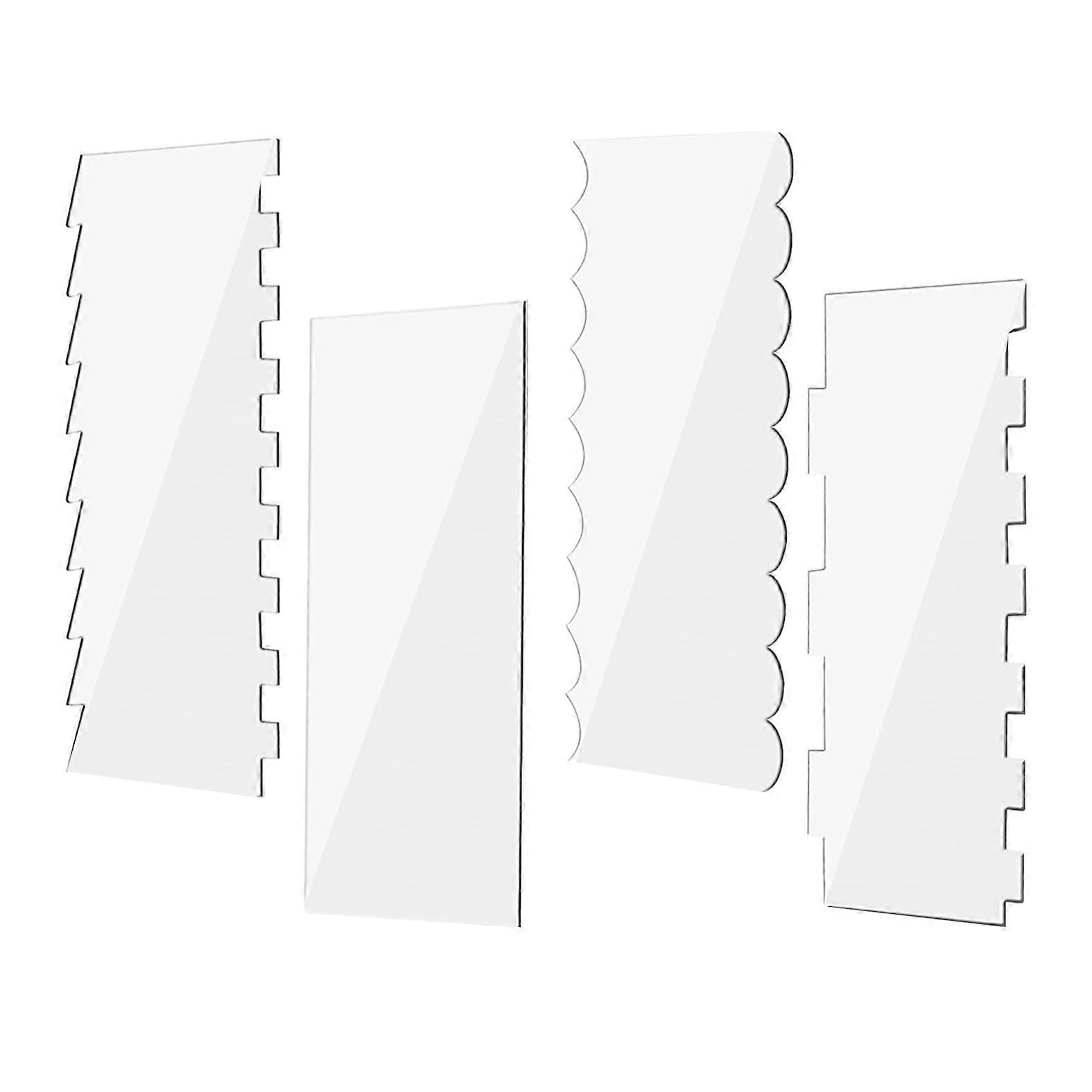 Acrylic Cake Scraper Set 4pcs Clear Combs for Flawless Cake Edges and Versatile Decorating