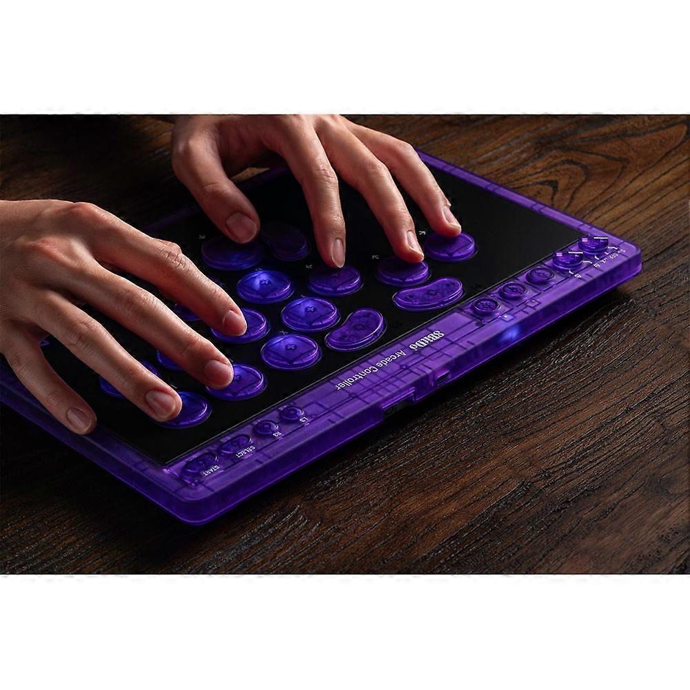 8BitDo All-Button Arcade Controller for Switch & Windows, Transparent Purple Signature Edition, 3 Modes