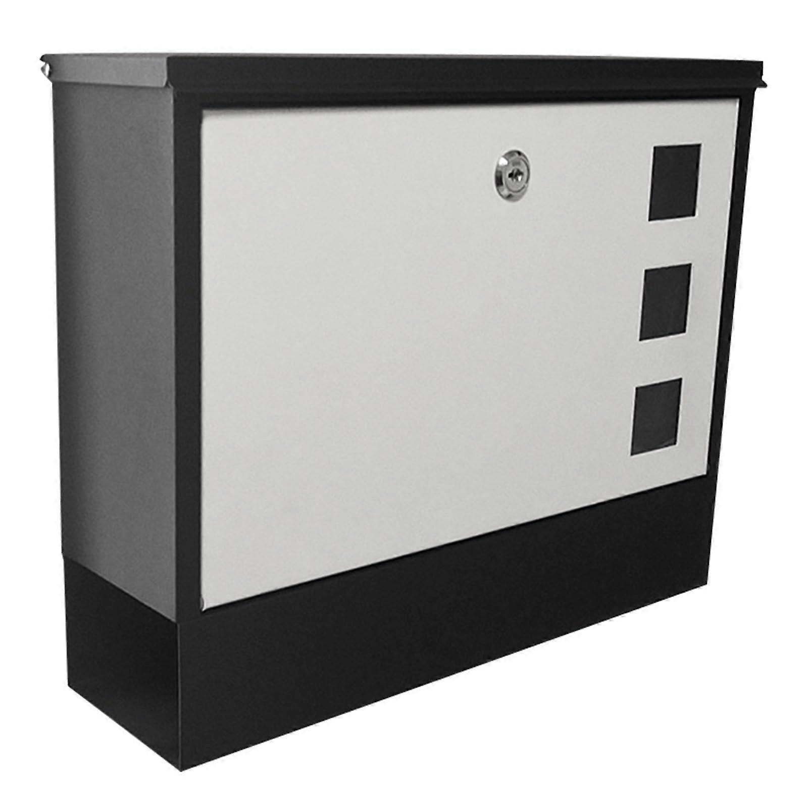 Locking Wall Mount Mailbox with Key, Large Capacity Weatherproof Rust Resistant Iron Outdoor Mailbox, White