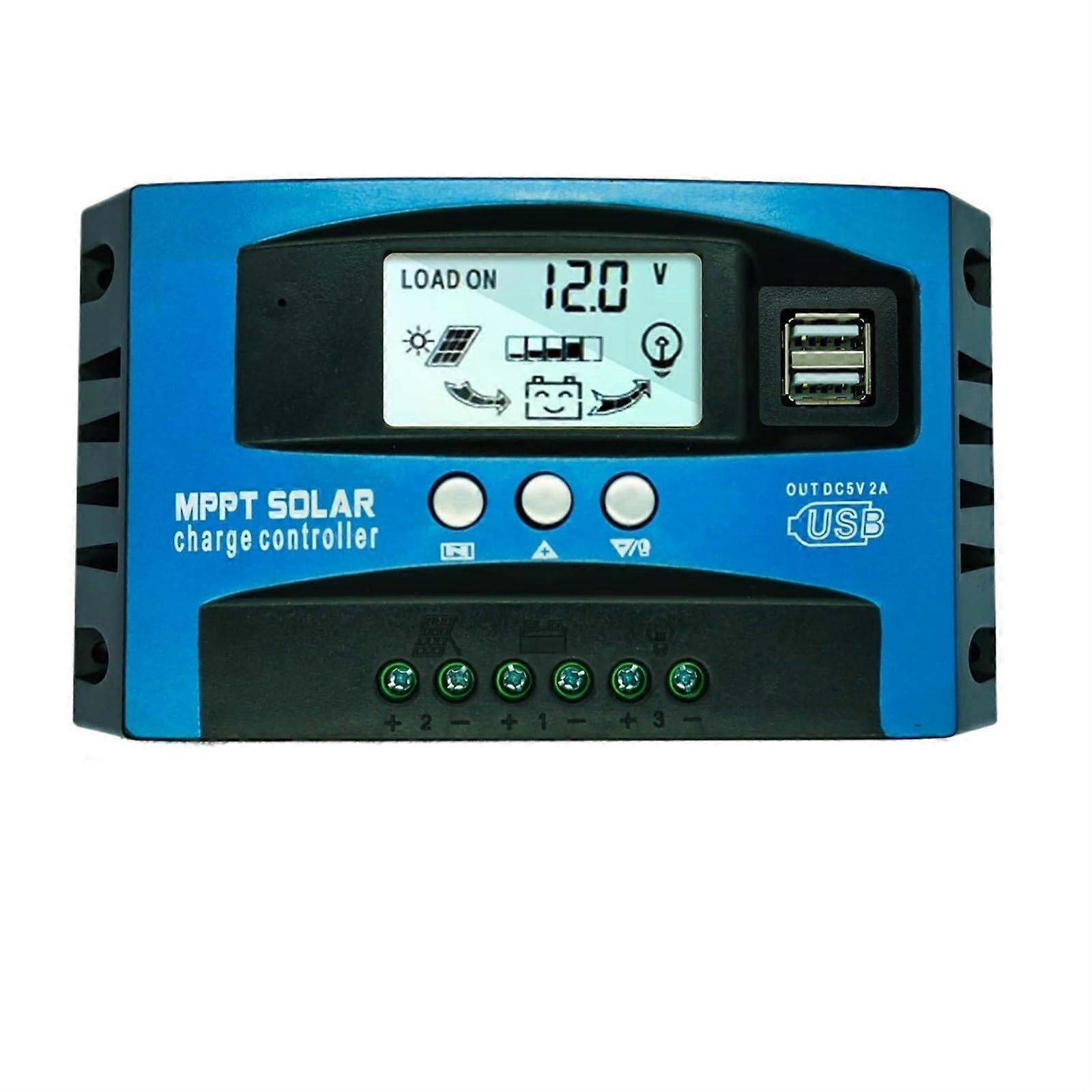 MPPT Solar Charge Controller 12V 24V 60A with LCD Display Dual USB Fast Battery Charging
