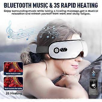 Massaggiatore per occhi con terapia a luce rossa e calore, massaggiatore per occhi riscaldato per emicrania, occhi secchi, maschera riscaldante per dormire, musica Bluetooth, migliora il sonno