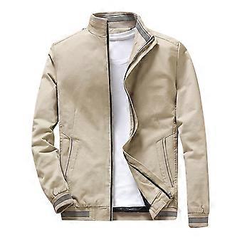 Men's Summer Bomber Jacket Lightweight Slim Fit Flight Coat with Stand Collar XL Khaki