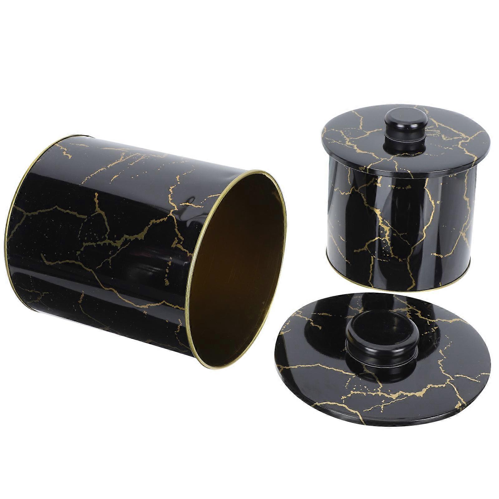 Black Tinplate Candy Jar for Storage 2Pcs Lidded Present Box Nordic Style