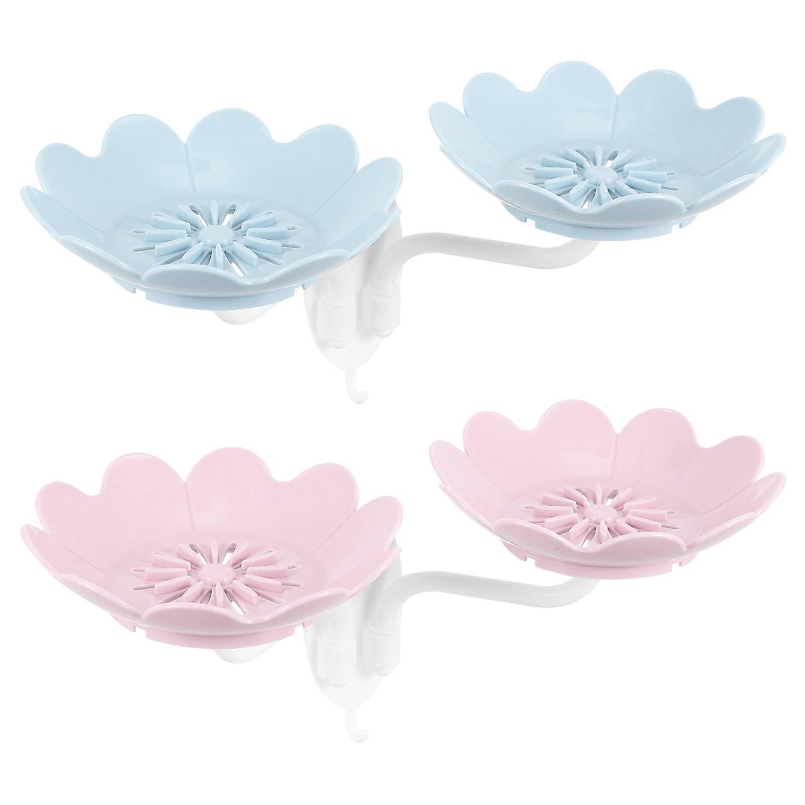 Wall Mounted Soap Dish Punch Free for Home Use 2Pcs Double Layer Design