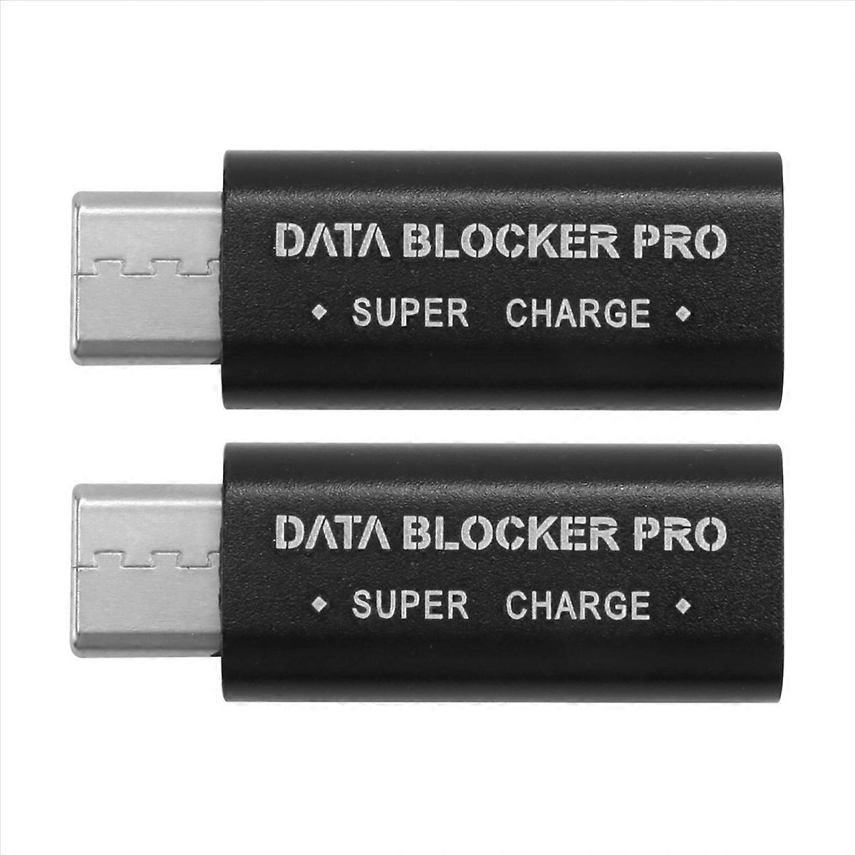 2PCS USB Type-C Data Blocker USB-C Juice Jack Adapter(Black)
