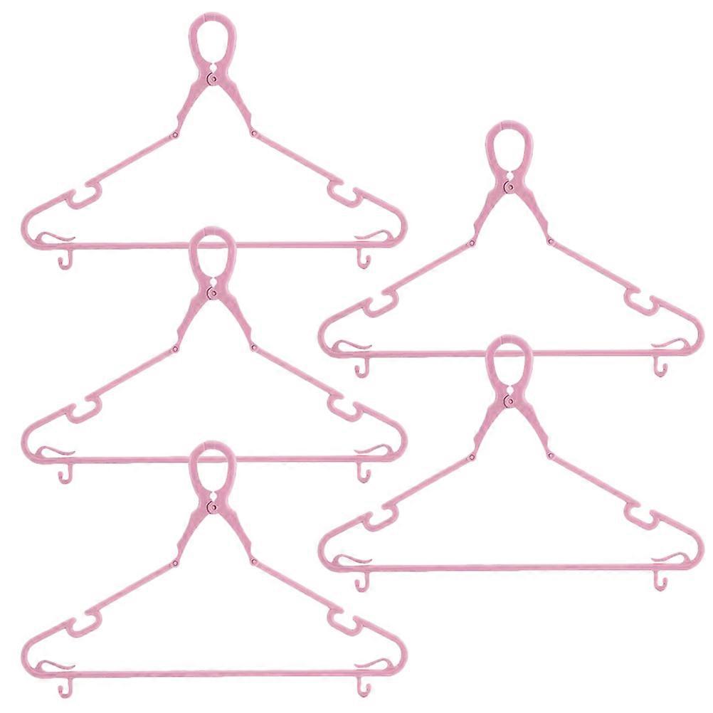 Windproof Laundry Hangers Multi-Function Clothes Hangers 5Pcs Pink Plastic