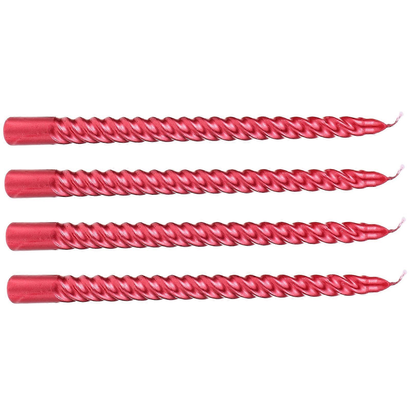 Scented Taper Candles Long Threaded Candles for Decor 4Pcs Red Set