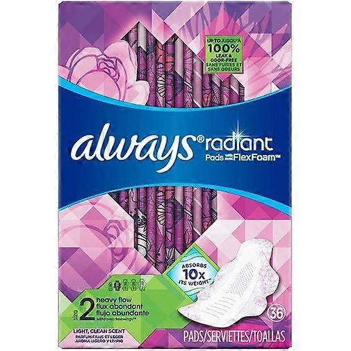 Always Radiant Size 2 Heavy Flow Pads Light, Clean Scent