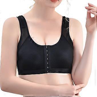 Elabch Plus Size Front Closure Wireless Bra – Full Coverage, Back Support & Posture Correction – Open Front Sports Bra – Black