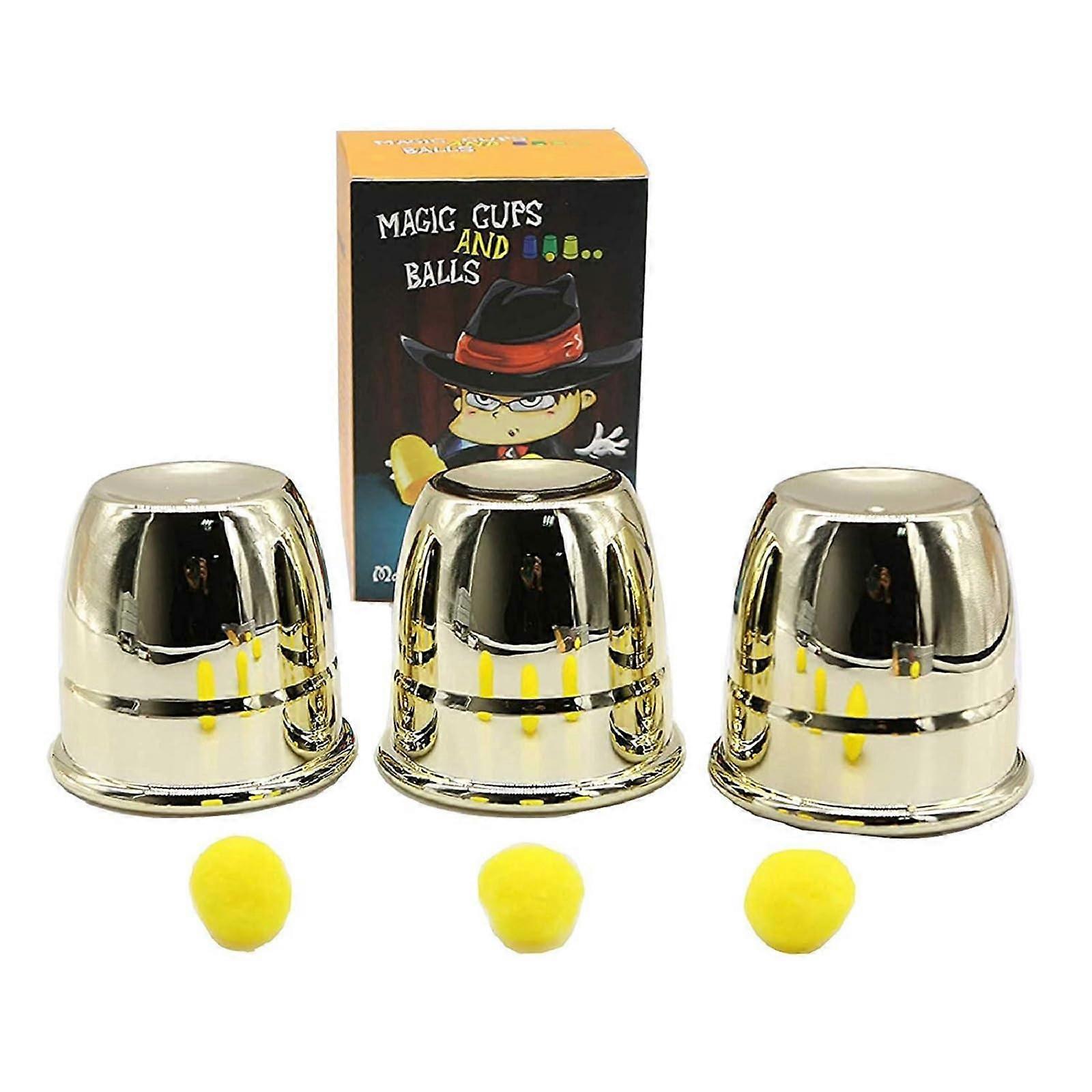 Cups and Balls Magic Trick Set with Tutorial for Beginner Magicians and Gimmick Included