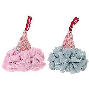 1 Set 2Pcs Ice Cream Shape Bath Flowers Practical Bath Balls (Assorted Color)