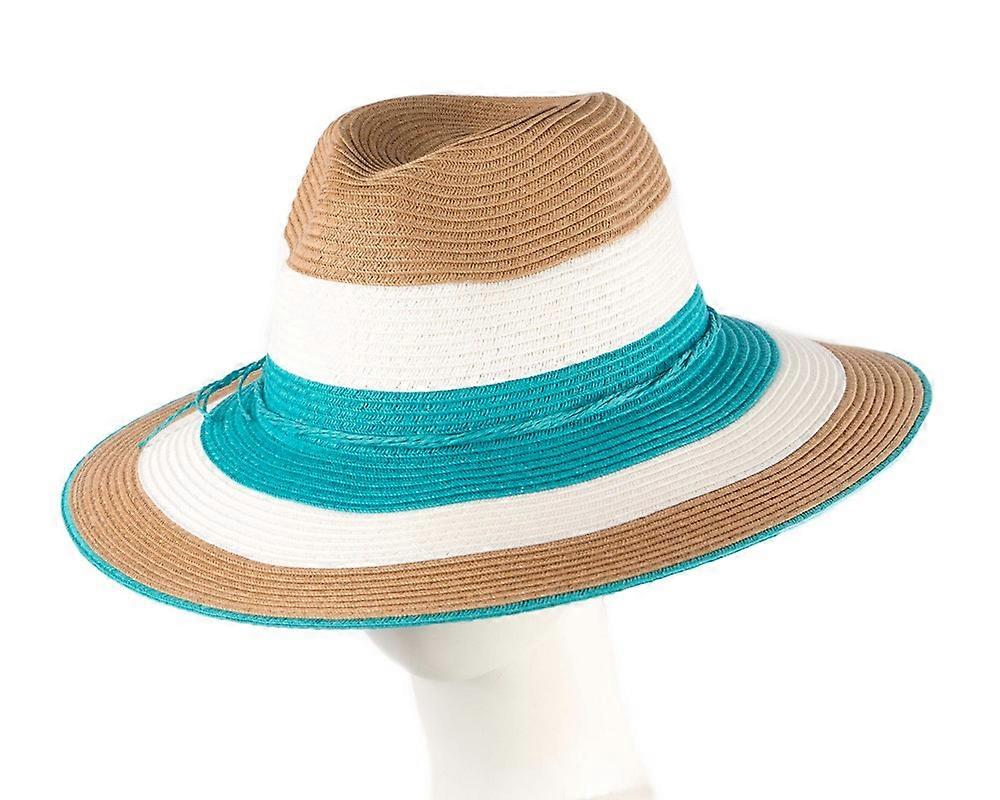 Three Tone Aqua Braided Fedora Hat AV61765AQ