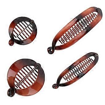 Conjunto de 4 Presilhas Banana para Cabelo Feminino, Presilhas Planas e Brilhantes para Pentear Cabelos Grossos e Finos, Presilha Francesa para Rabo de Cavalo com Volume, Presilha Retrô, Acessório de Cabelo Moderno e Fofo