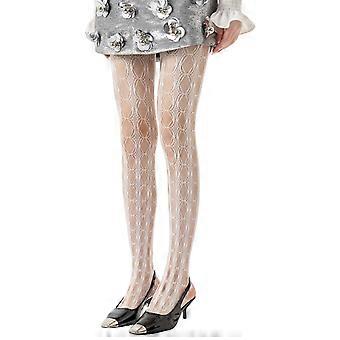 Women's Lace Fishnet Stockings Patterned Sheer Mesh Tights Pantyhose For Layering With Skirts Shorts And High Heel  White os