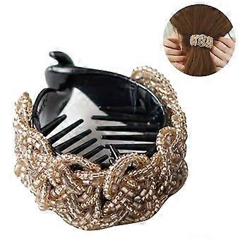 Perle Banane Cheveux Peigne Queue De Cheval Porte Casque Pour Femmes Filles Prêle Twist Clip-Brun Clair