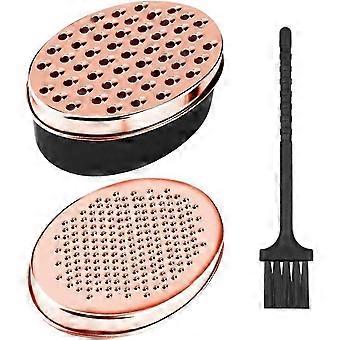 Cheese Grater With Container, Cheese Grater, Box Grater, Oval Grater With Cleaning Brush For Vegetables, Chocolate, Cucumbers, Potatoes (rose Gold)