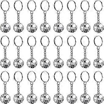 24 Pack Mini Mirror Disco Ball Keychain Last Disco Bachelorette Retro 60s 70s Disco Keychain compatible with Party Favors Set
