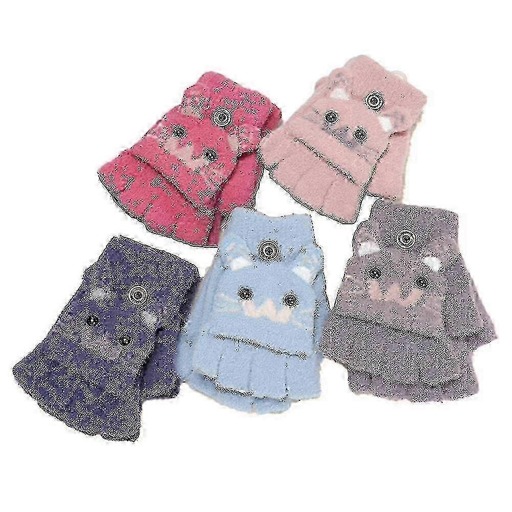 Kinder fingerlos gestrickte Convertible Fäustlinge Halbfinger Fäustlinge