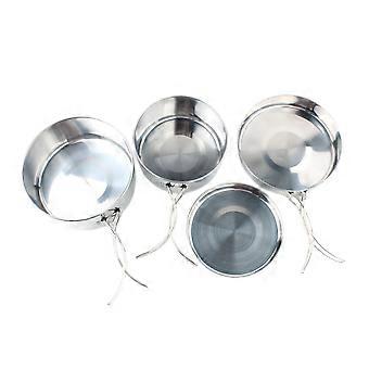 Camping Cookware Set 4pcs Durable Stainless Steel Pots Lightweight Nesting for Hiking Backpacking