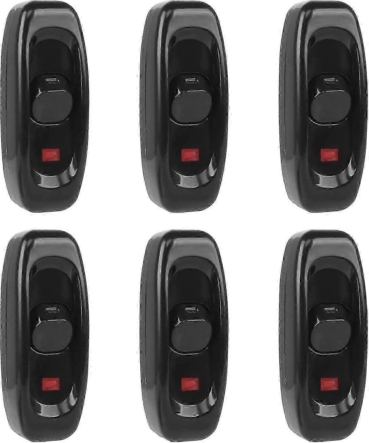 6pcs Lamp Switch, Toggle Switch 250v 10a Line Cord Rocker Switch Intermediate Switch With Led Indicator (black)-gftl