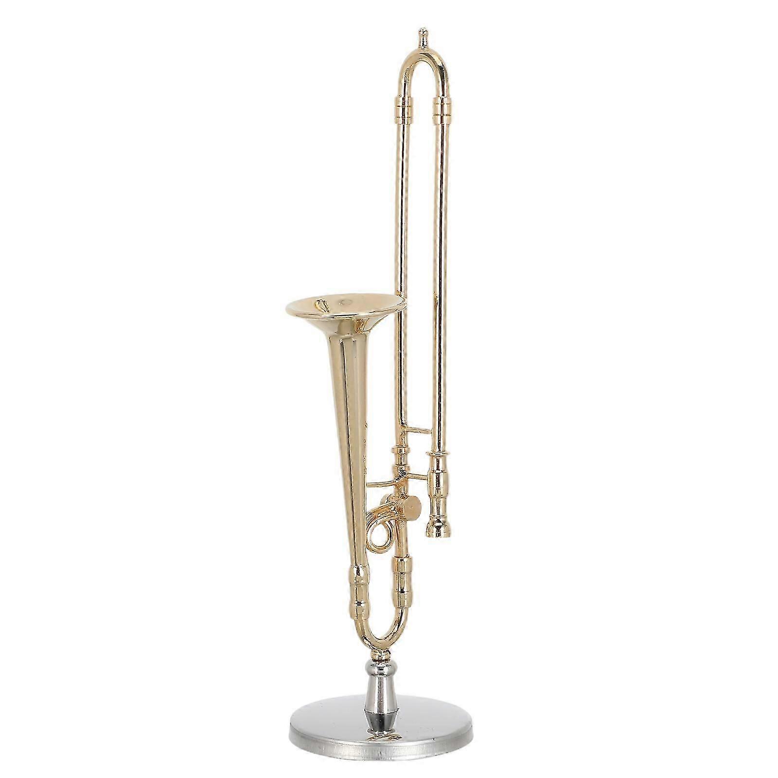 1pc Exquisite Copper Craft Trombone Model Desktop Decor Instrument Model Decor