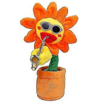 Zingende en dansende bloem met saxofoon, pluche, grappig elektrisch speelgoed tjc
