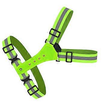 Adjustable LED Reflective Vest for Outdoor Use Green High Visibility Belt