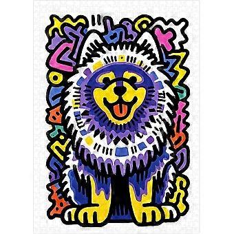 Keeshond Street Pop Art Jigsaw Puzzle - Colorful Urban Style Artwork Puzzles SQZ552