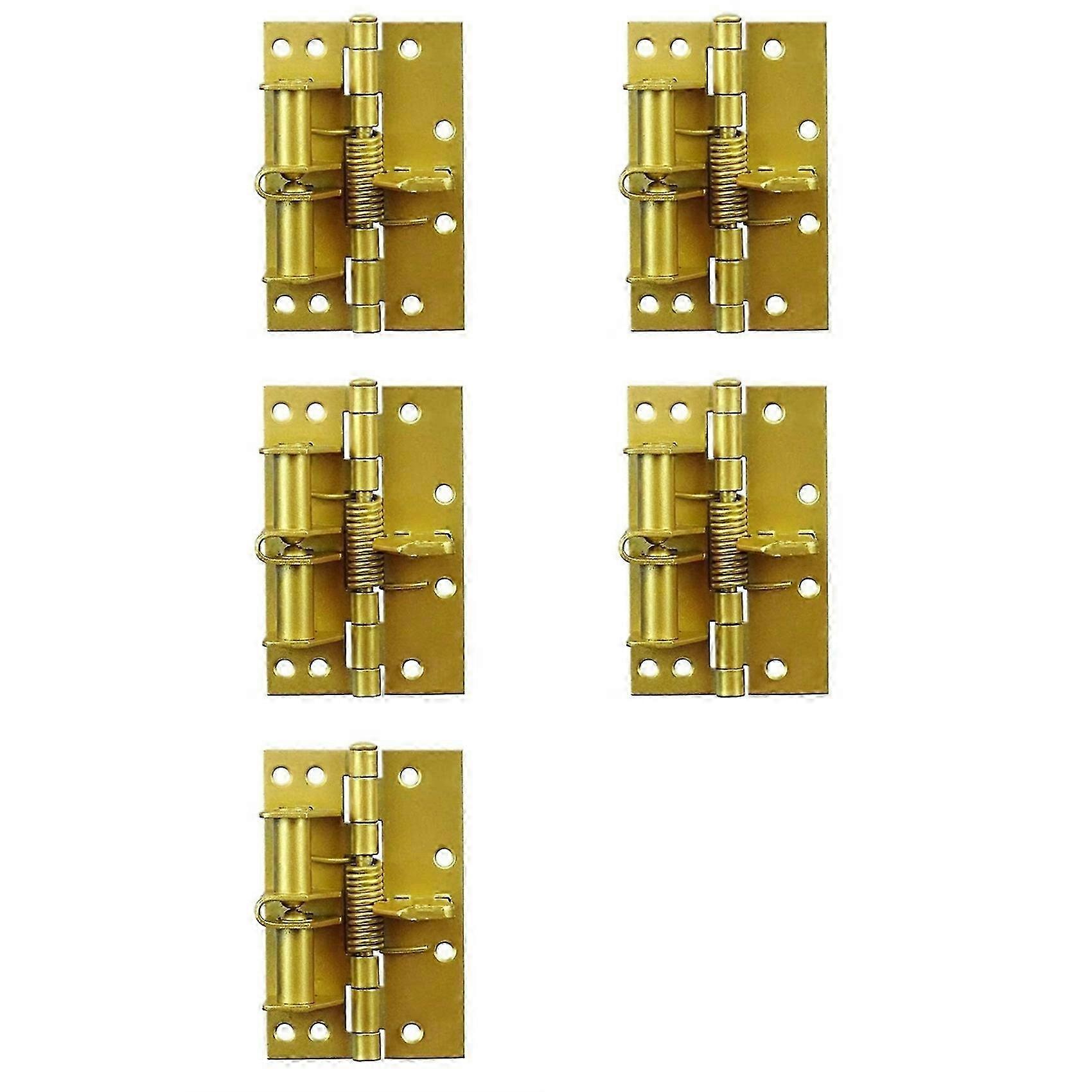 5X Automatic Door Closer Hinges compatible with Cabinet Wardrobe Multi-Function Detachable Spring Hinges Positioning,Gold