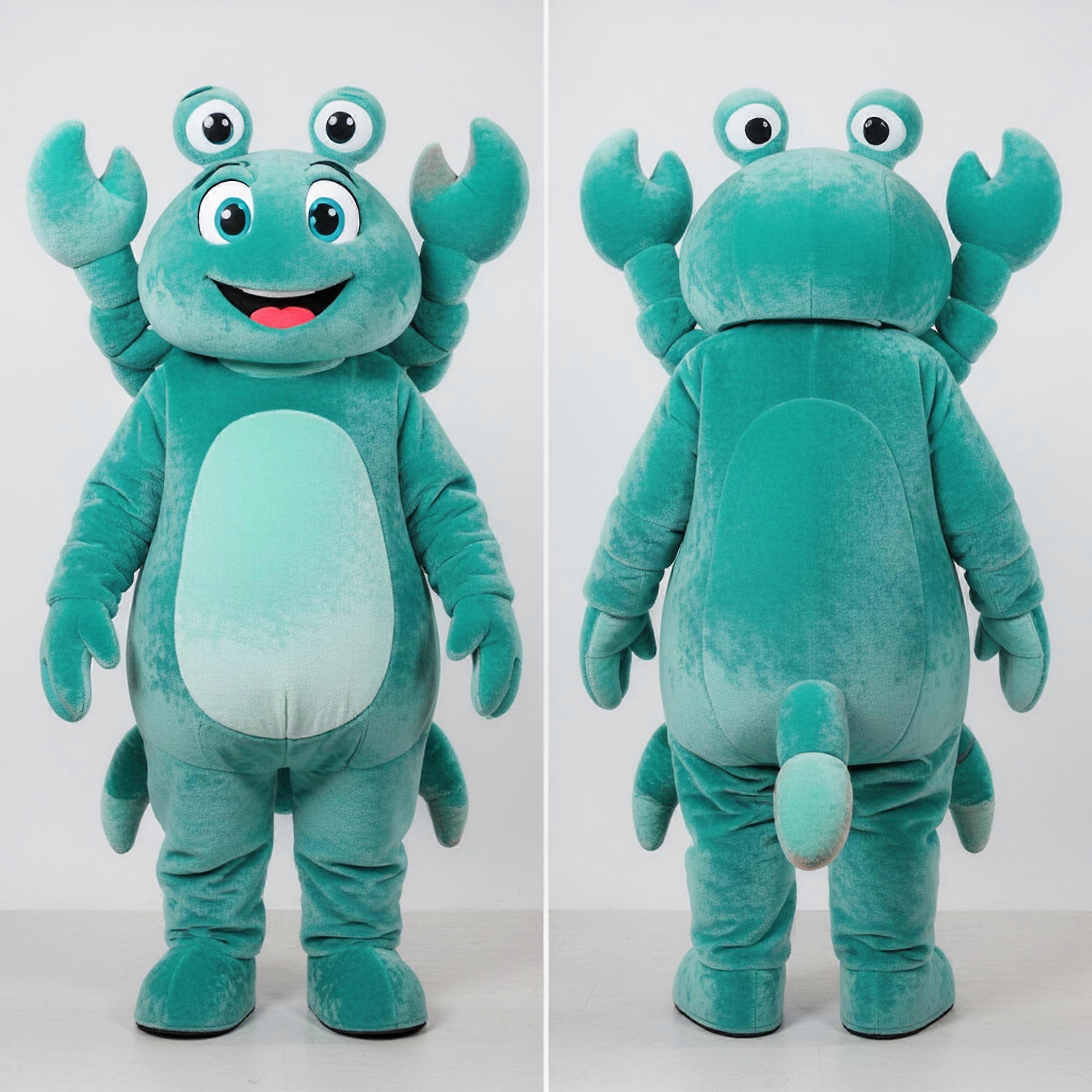 MASTICOT Teal Plush Broad Shouldered Crab Mascot