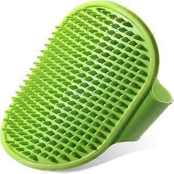 LINJOU 3-in-1 Pet Bath Brush, Grooming Shampoo Massage Brush Adjustable Ring Blue - green