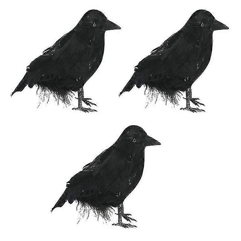 3pcs Simulated Crow For Halloween Decorations