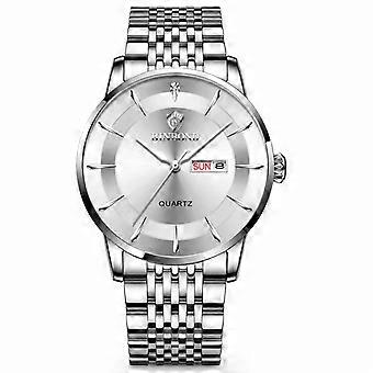 Men's Quartz Watch BINBOND White Steel White Dial Ultra Thin Waterproof Luminous Business Fashion JY