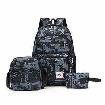 Large Capacity 3-Piece Back to School Backpack Set, Printed Laptop Bag with Shoulder Bag and Pencil Case