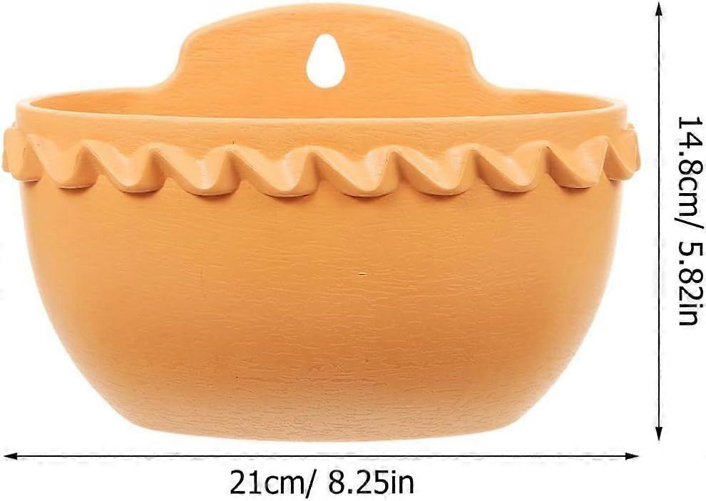 2 Pack Plastic Wall Hanging Flower Pots, Half round Brown Planters