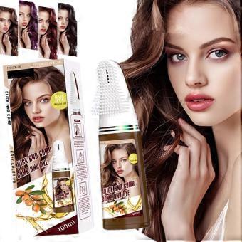 Chestnut Brown Hair Dye Shampoo with Comb Applicator, Instant Gray Coverage, 4in1 Formula 400ml