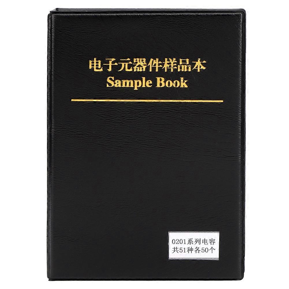 0201 Series Capacitor Electronic Components Assortment, 51 Types, Sample Book, Black